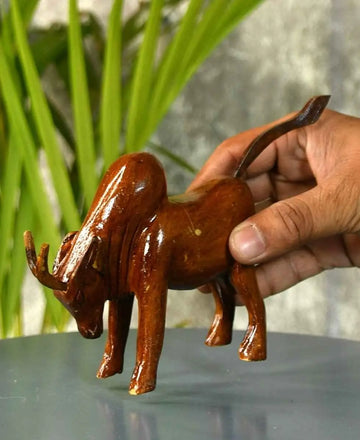 Sowpeace Small Wooden Ox: Artisan Home Decor — alternate view