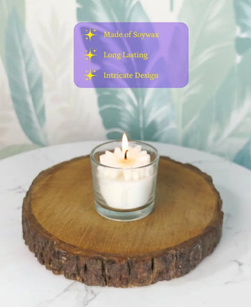 Sowpeace Soywax Flower Candle Set of 2 in Glass – Hand-Poured, Vegan, Unscented Decorative Gift — alternate view