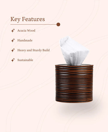 Sowpeace Stylish Acacia Wood Tissue Organizer — alternate view
