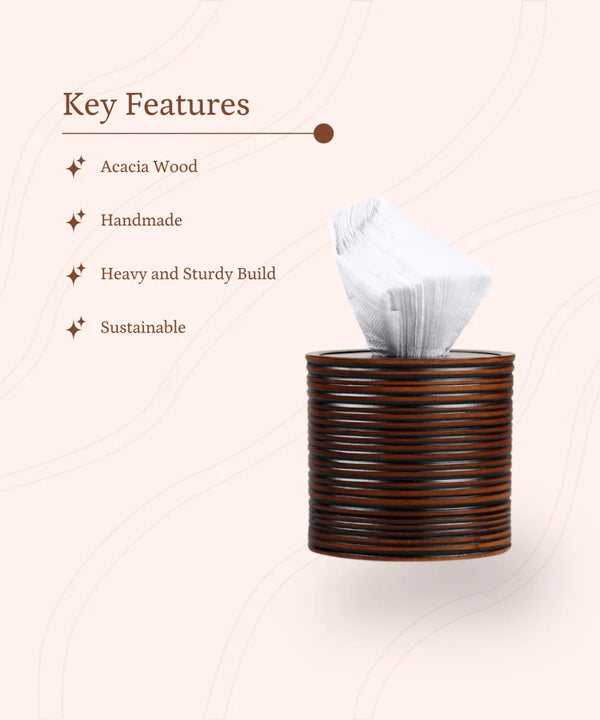 Sowpeace Stylish Acacia Wood Tissue Organizer — image 2