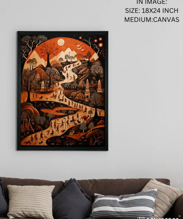 Sowpeace Sunsets: Handcrafted Peaceful Mountain Wall Art – Premium Indian-Inspired Canvas Print for Elegant Home Interiors — image 6
