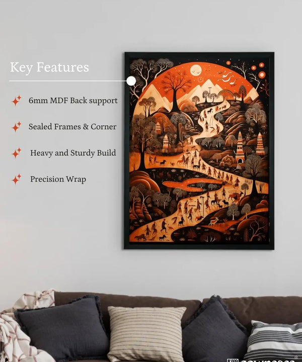 Sowpeace Sunsets: Handcrafted Peaceful Mountain Wall Art – Premium Indian-Inspired Canvas Print for Elegant Home Interiors — image 5