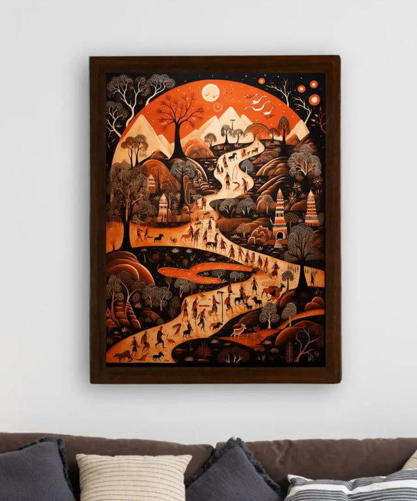 Sowpeace Sunsets: Handcrafted Peaceful Mountain Wall Art – Premium Indian-Inspired Canvas Print for Elegant Home Interiors — image 3