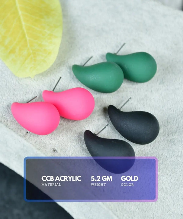 Sowpeace Teardrop CCB Earrings Set – Pink, Green & Black | Elegant One‑Size Lightweight Jewelry for Women & Daily Wear — image 4