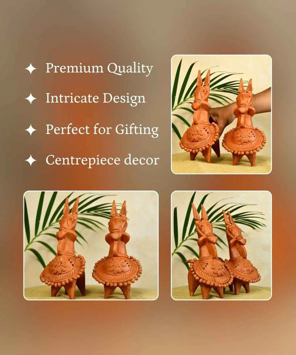 Sowpeace Terracotta Kathakali Horse: Artisan Tabletop Decor — image 3
