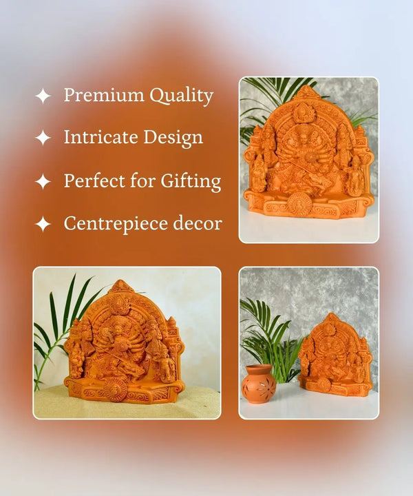 Sowpeace Terracotta Large Durga: Artisan Tabletop Decor — image 3