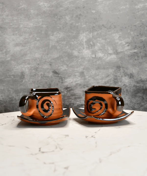 Sowpeace The Saucer Story (Set of 2) | Handcrafted Terracotta Tea & Coffee Saucers for Gifting & Daily Use — main view
