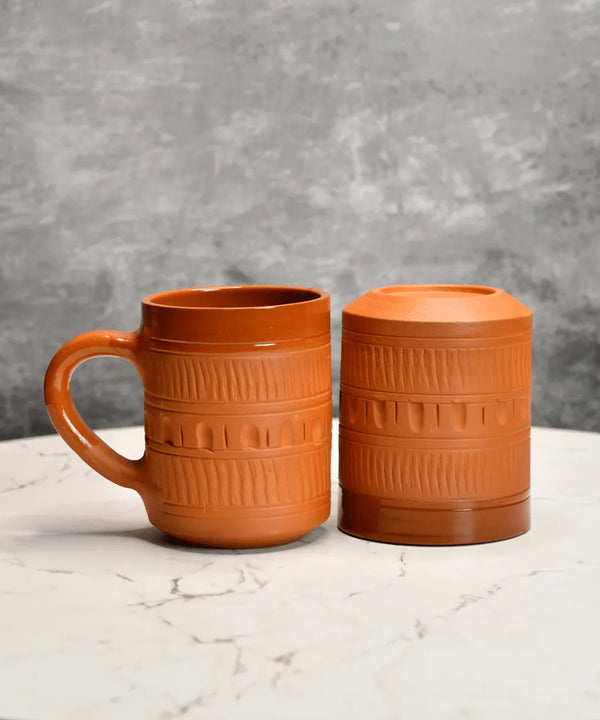 Sowpeace Traditional Terracotta Coffee Mugs (Set of 2) | Handcrafted Brown Tea & Coffee Cups for Gifting & Daily Use — image 3