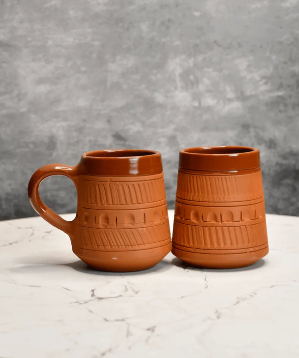 Sowpeace Traditional Terracotta Coffee Mugs (Set of 2) | Handcrafted Rustic Brown Tea & Coffee Cups for Gifting & Daily Use — main view