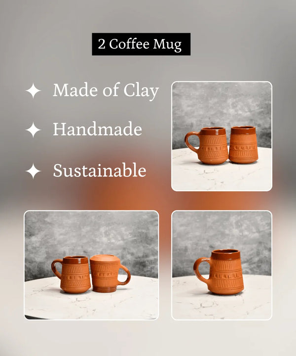 Sowpeace Traditional Terracotta Coffee Mugs (Set of 2) | Handcrafted Rustic Brown Tea & Coffee Cups for Gifting & Daily Use — image 4