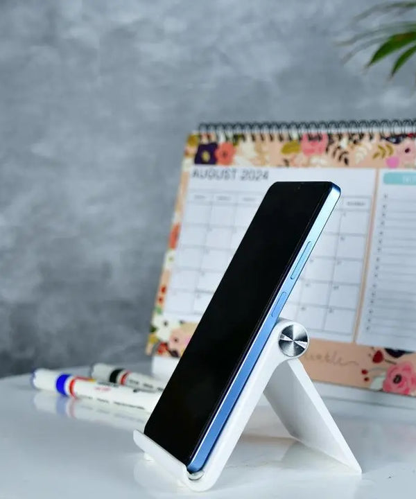 Sowpeace Trendy Adjustable Silver Tablet Stand with White Hinges — main view