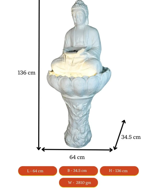 Sowpeace White Buddha Water Fountain – Elegant Buddha Sitting Waterfall for Tranquil Home Decor & Gifts — image 7