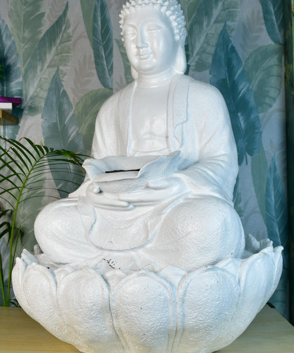 Sowpeace White Buddha Water Fountain – Elegant Buddha Sitting Waterfall for Tranquil Home Decor & Gifts — image 4