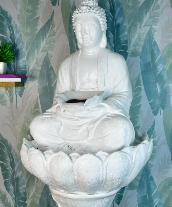 Sowpeace White Buddha Water Fountain – Elegant Buddha Sitting Waterfall for Tranquil Home Decor & Gifts — image 2