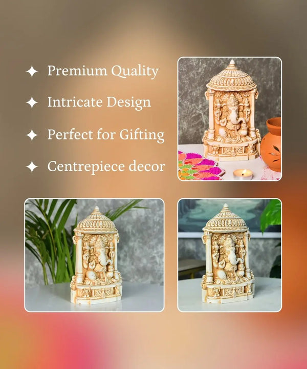 Sowpeace White Ganesh Terracotta Tabletop Art Decor — image 3