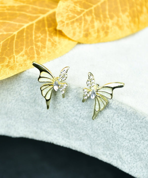 Sowpeace White Gold Stainless Steel Butterfly Earrings | Elegant One‑Size Lightweight Jewelry for Women & Daily Wear — main view
