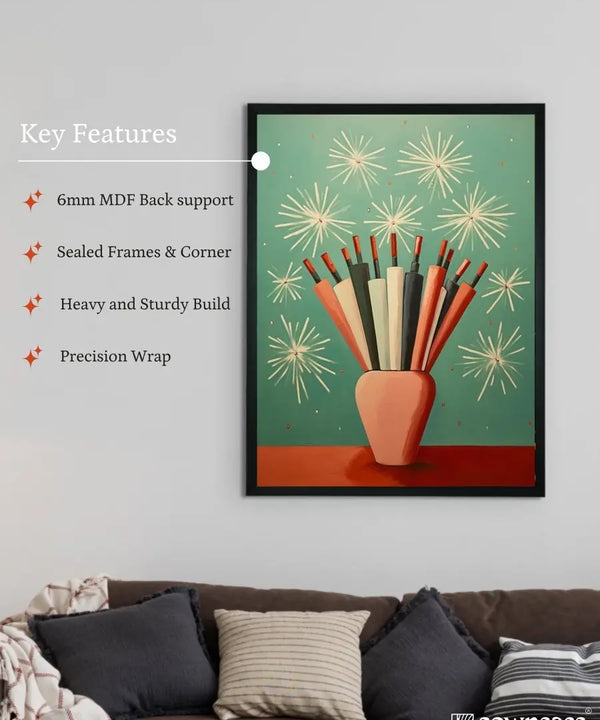 Sowpeace: Winter Festive Joy Abstracted Canvas – Premium Indian-Inspired Wall Art for Elegant Holiday Interiors — image 6