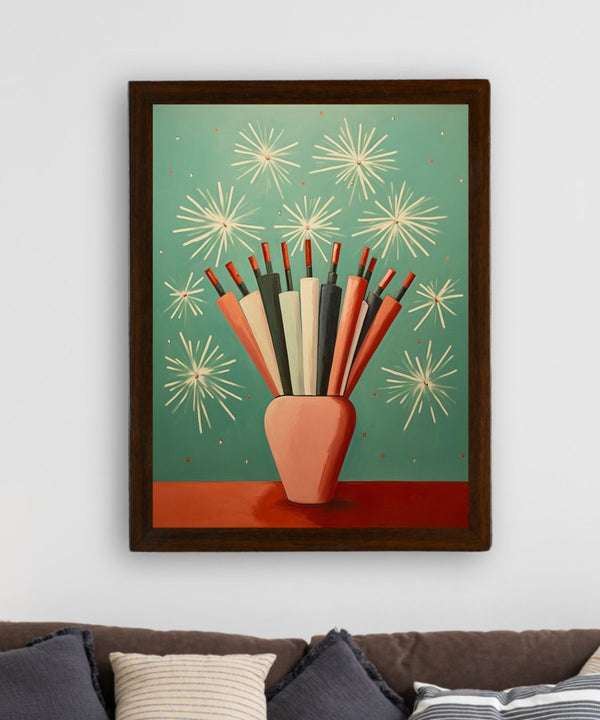 Sowpeace: Winter Festive Joy Abstracted Canvas – Premium Indian-Inspired Wall Art for Elegant Holiday Interiors — image 3