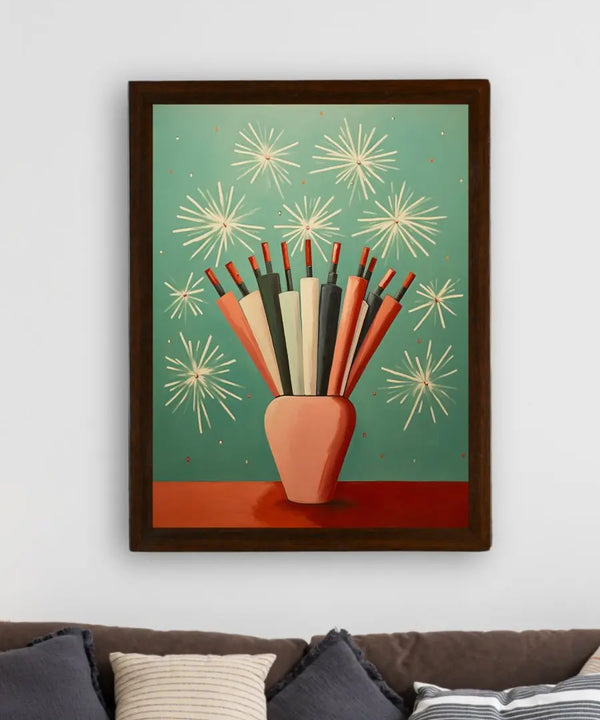 Sowpeace: Winter Festive Joy Abstracted Canvas – Premium Indian-Inspired Wall Art for Elegant Holiday Interiors — image 3