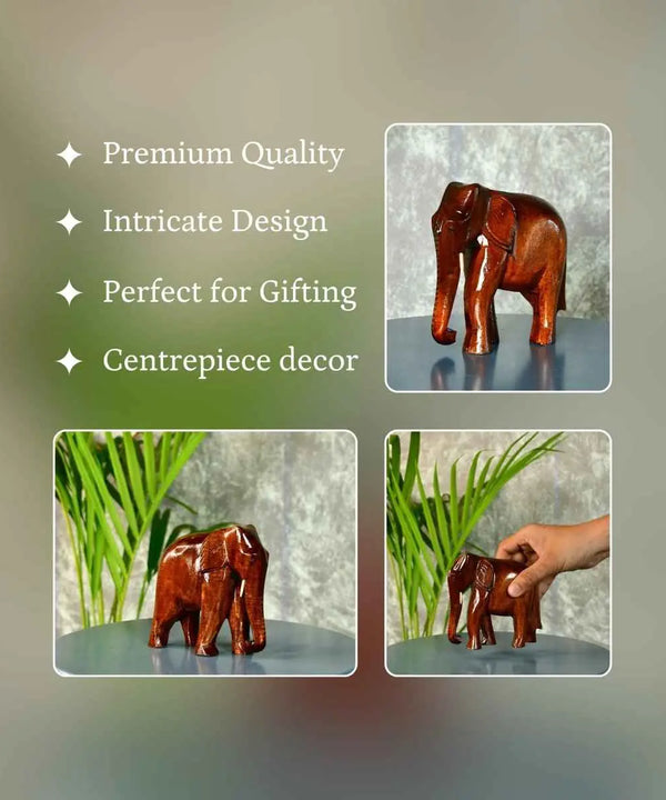 Sowpeace Wooden Elephant: Artisan Tabletop Decor Masterpiece — image 3