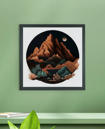 Sowpeace's Handcrafted Bohemian Mountain Abstract Art – Premium Framed Wall Decor Inspired by Indian Artforms — alternate view