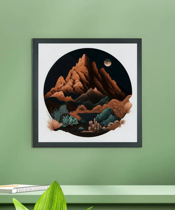 Sowpeace's Handcrafted Bohemian Mountain Abstract Art – Premium Framed Wall Decor Inspired by Indian Artforms — image 2