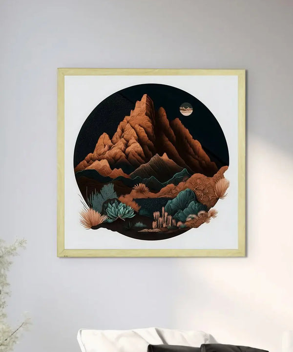 Sowpeace's Handcrafted Bohemian Mountain Abstract Art – Premium Framed Wall Decor Inspired by Indian Artforms — image 4