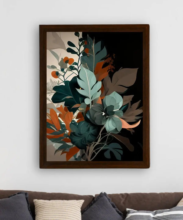 Sowpeace's Handcrafted Botanical Abstract Wall Art – Sea Green & Earth Black, Premium Indian-Inspired Decor — image 3