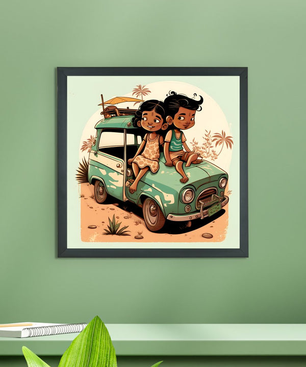 Sowpeace's Handcrafted Indian Village Cartoon Wall Art – Premium Canvas Decor Inspired by Traditional Artforms — image 2