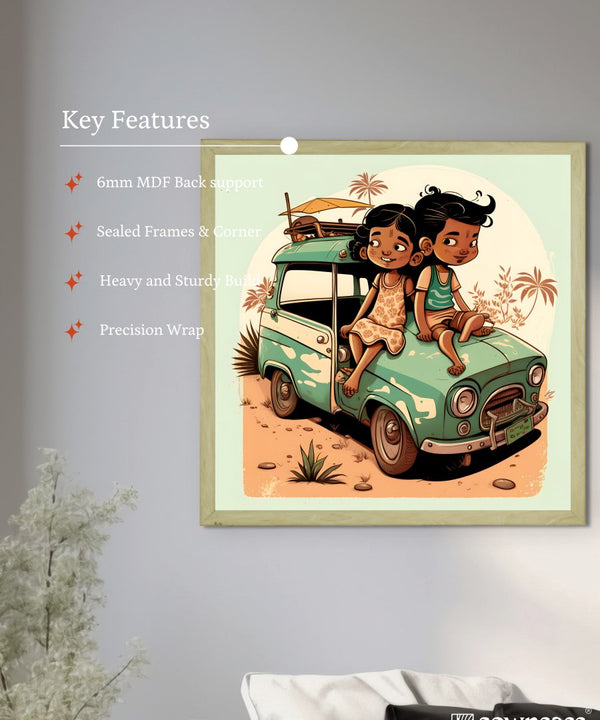 Sowpeace's Handcrafted Indian Village Cartoon Wall Art – Premium Canvas Decor Inspired by Traditional Artforms — image 6