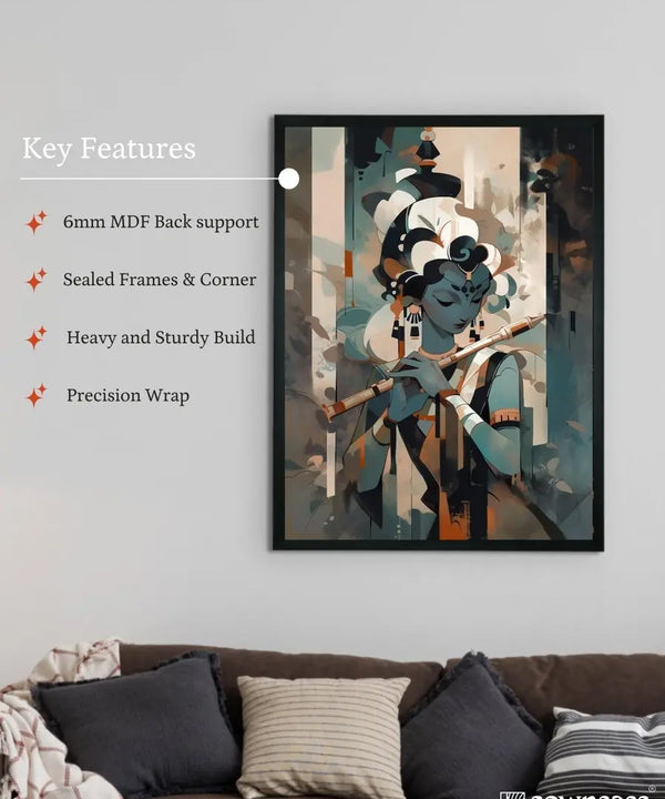 Sowpeace's Handcrafted Lord Krishna Abstract Wall Art — image 6