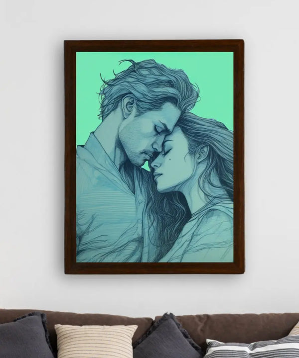 Sowpeace's Handcrafted Minimalist Romance Line Drawing Wall Art – Premium Indian-Inspired Canvas Print for Modern Home Aesthetics — image 3