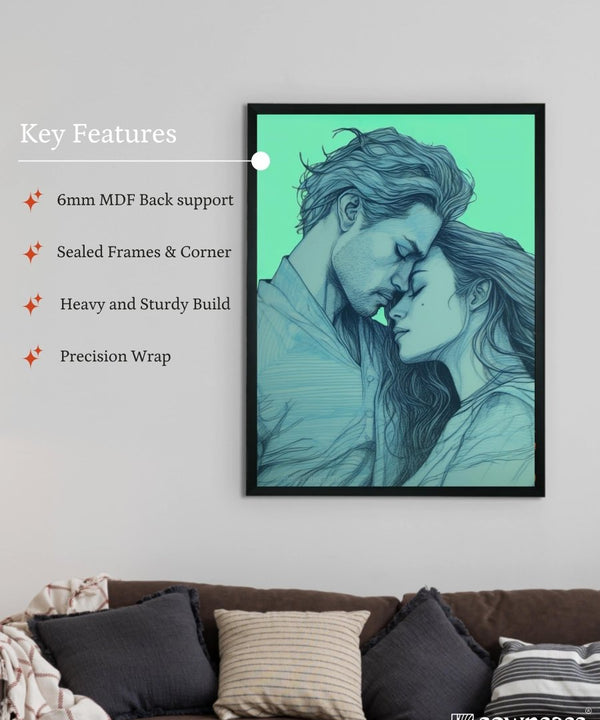 Sowpeace's Handcrafted Minimalist Romance Line Drawing Wall Art – Premium Indian-Inspired Canvas Print for Modern Home Aesthetics — image 6