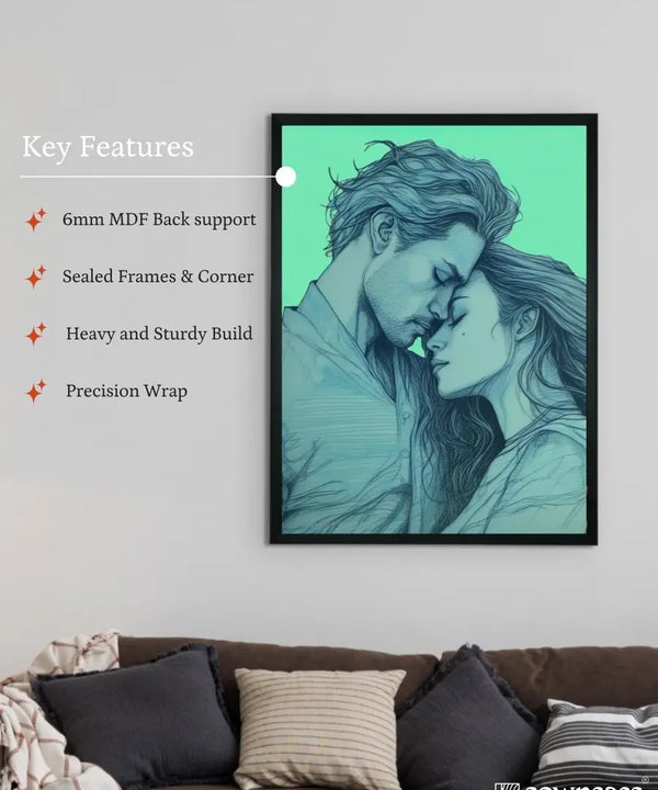 Sowpeace's Handcrafted Minimalist Romance Line Drawing Wall Art – Premium Indian-Inspired Canvas Print for Modern Home Aesthetics — image 6