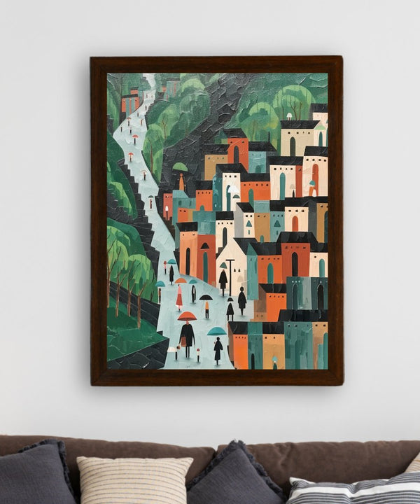 Sowpeace's Handcrafted Nordic Rainy Day Hills Canvas Art – Premium Indian-Inspired Wall Print for Elegant Modern Home Decor — image 3