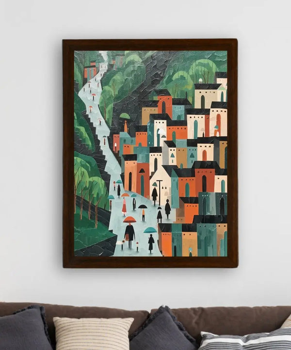 Sowpeace's Handcrafted Nordic Rainy Day Hills Canvas Art – Premium Indian-Inspired Wall Print for Elegant Modern Home Decor — image 3