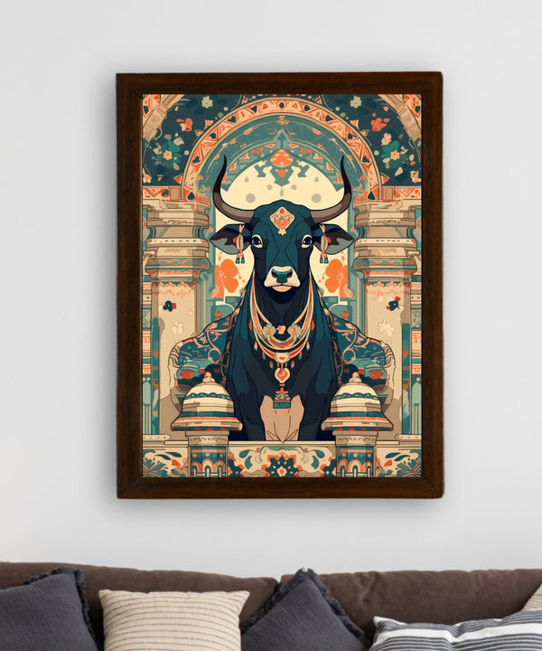 Sowpeace's Handcrafted Pichwai Cow Art with Hindu Mythology – Premium Indian-Inspired Canvas Wall Print for Traditional Home Decor — image 3