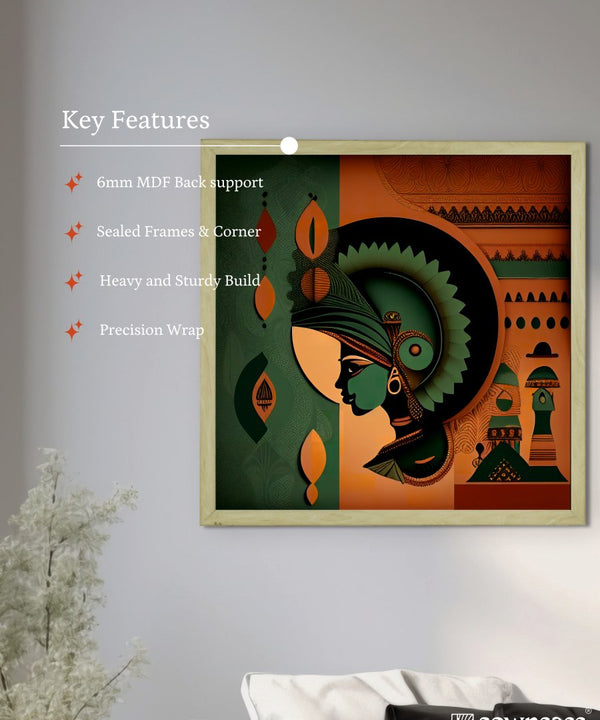 Sowpeace's Handcrafted Rajasthani Fusion Wall Art – Seagreen, Terracotta, Earth Black, Set of 3 Premium Decor — image 6