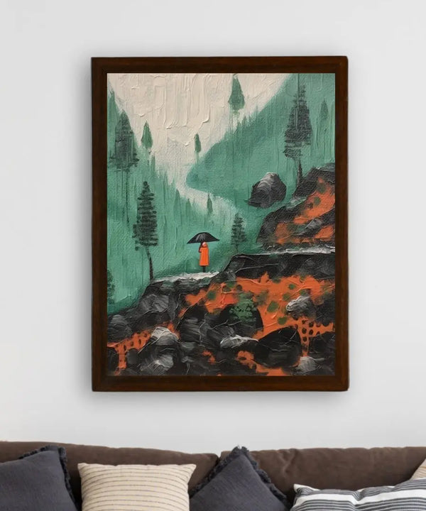 Sowpeace's Handcrafted Vaishno Devi Nordic Rain Abstract Art – Premium Indian-Inspired Canvas Print for Elegant Home Decor — image 3