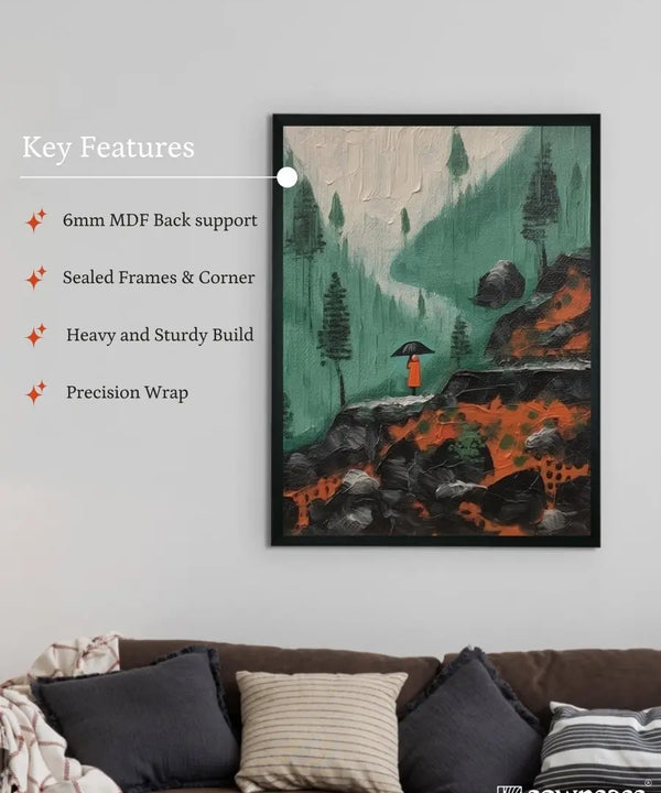Sowpeace's Handcrafted Vaishno Devi Nordic Rain Abstract Art – Premium Indian-Inspired Canvas Print for Elegant Home Decor — image 6