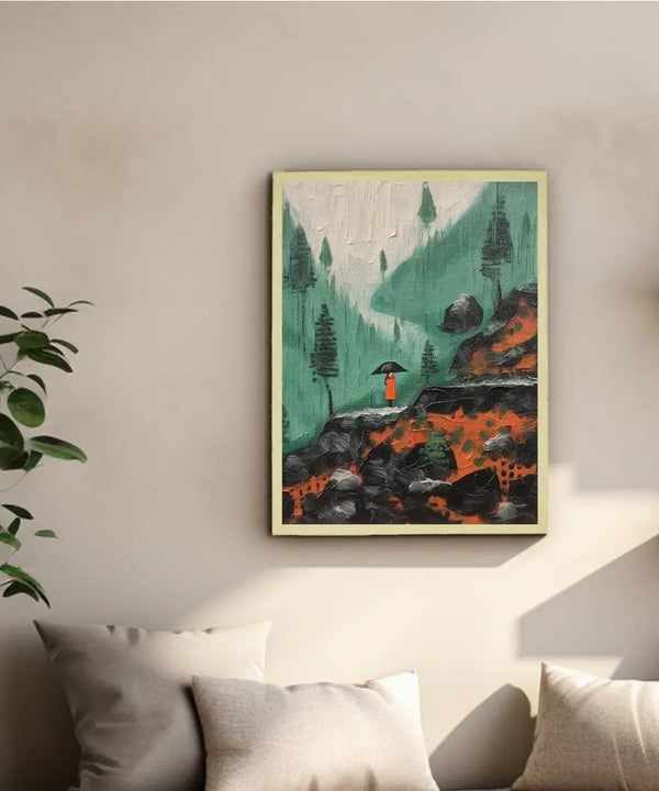 Sowpeace's Handcrafted Vaishno Devi Nordic Rain Abstract Art – Premium Indian-Inspired Canvas Print for Elegant Home Decor — image 4