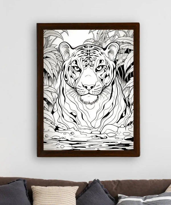 Stripes of Serenity: Sowpeace Handcrafted Tiger Wall Art – Premium Indian-Inspired Canvas Print for Elegant Home Decor — image 3