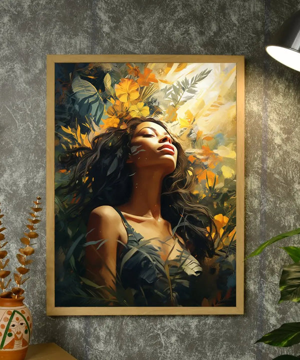 Sowpeace Serenity: Handcrafted Sunlit Forest with Radiant Girl – Premium Canvas Art for Elegant Home Decoration — image 4