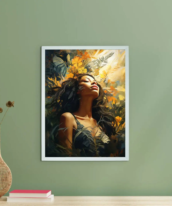 Sowpeace Serenity: Handcrafted Sunlit Forest with Radiant Girl – Premium Canvas Art for Elegant Home Decoration — main view
