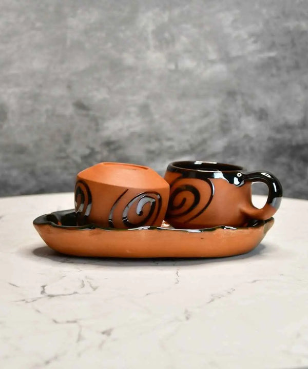Terracotta Floral Cup Set: Artistic Home Decor and Kitchenware — image 2