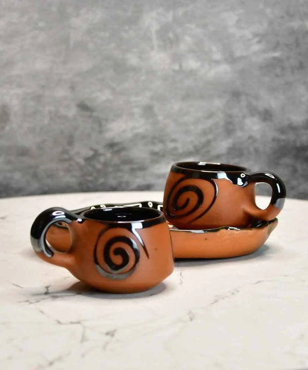 Terracotta Floral Cup Set: Artistic Home Decor and Kitchenware — image 6
