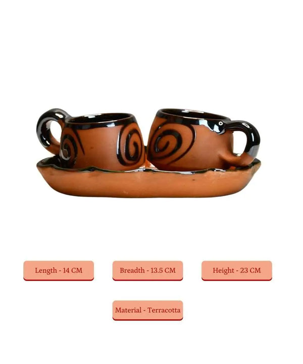 Terracotta Floral Cup Set: Artistic Home Decor and Kitchenware — image 5