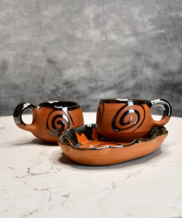 Terracotta Floral Cup Set: Artistic Home Decor and Kitchenware — image 7