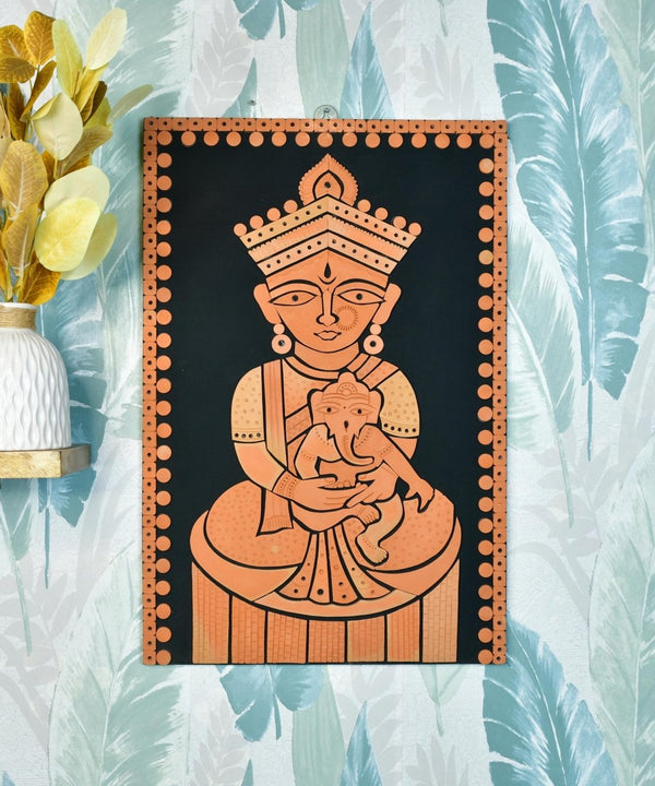 Terracotta Ganesh Janani: Artisan Wall Decor for Home Bliss — image 6