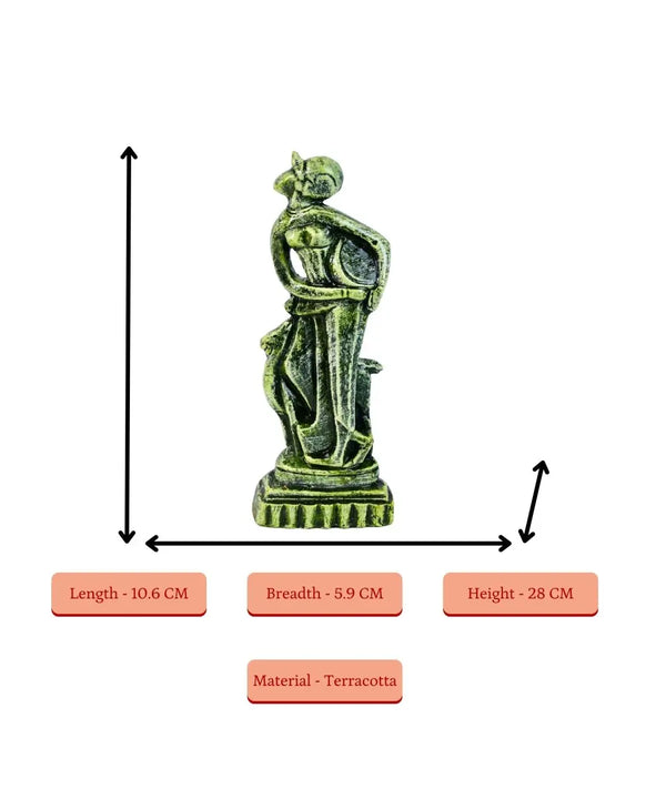Terracotta Lady with Deer: Artisan Tabletop Home Decor — image 4